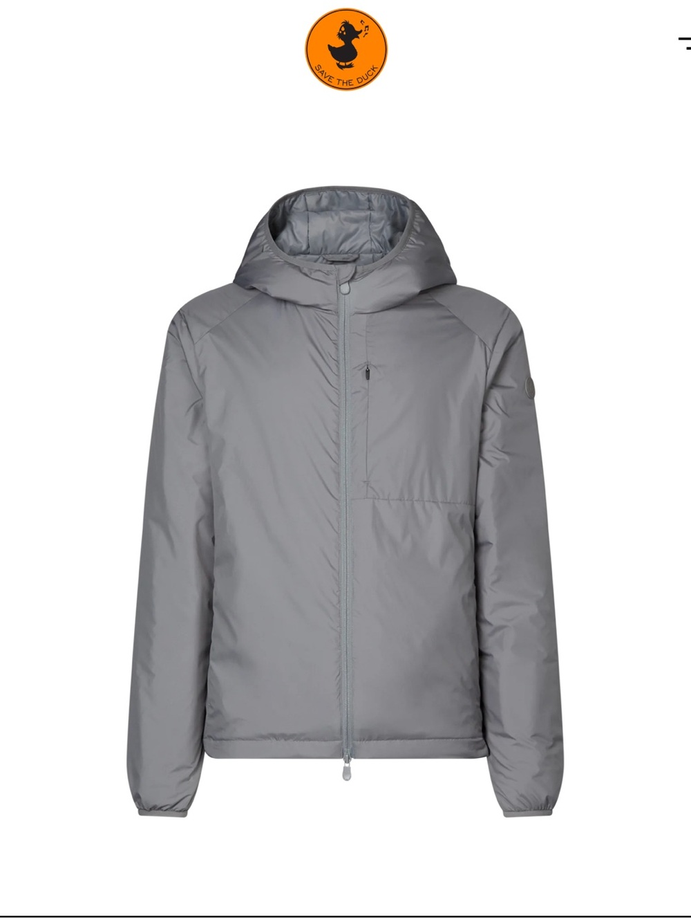 SAVE THE DUCK Men's Light Gray Hooded Puffer Jacket